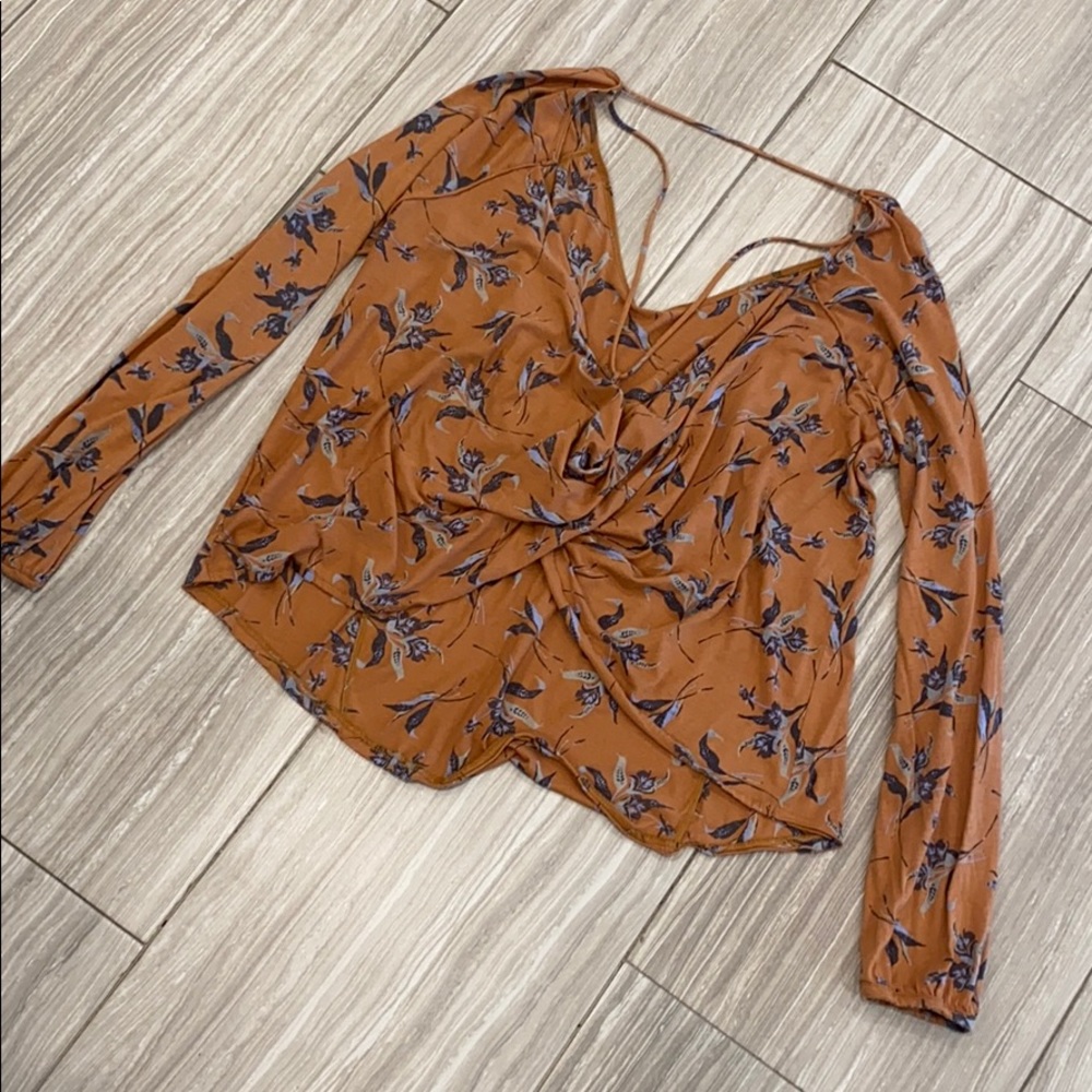 Free people orange blue cross open back top
